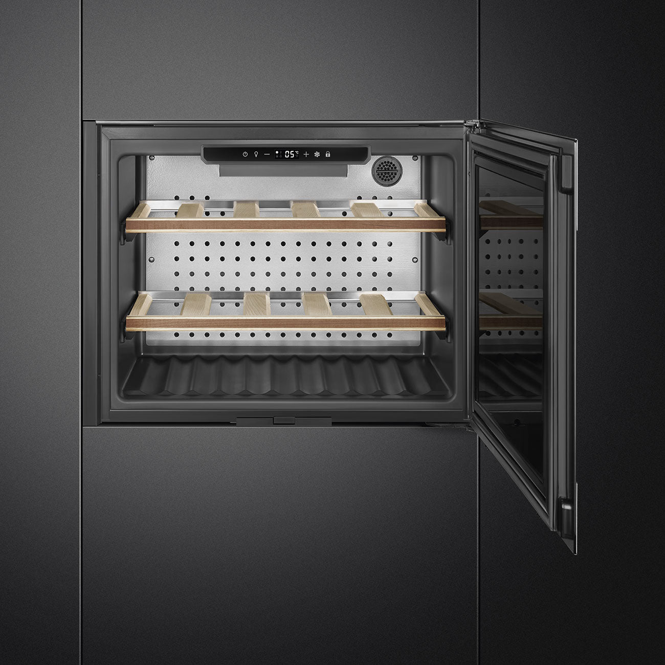 Garrafeira de parede, Aço inox, Dobradiças à direita