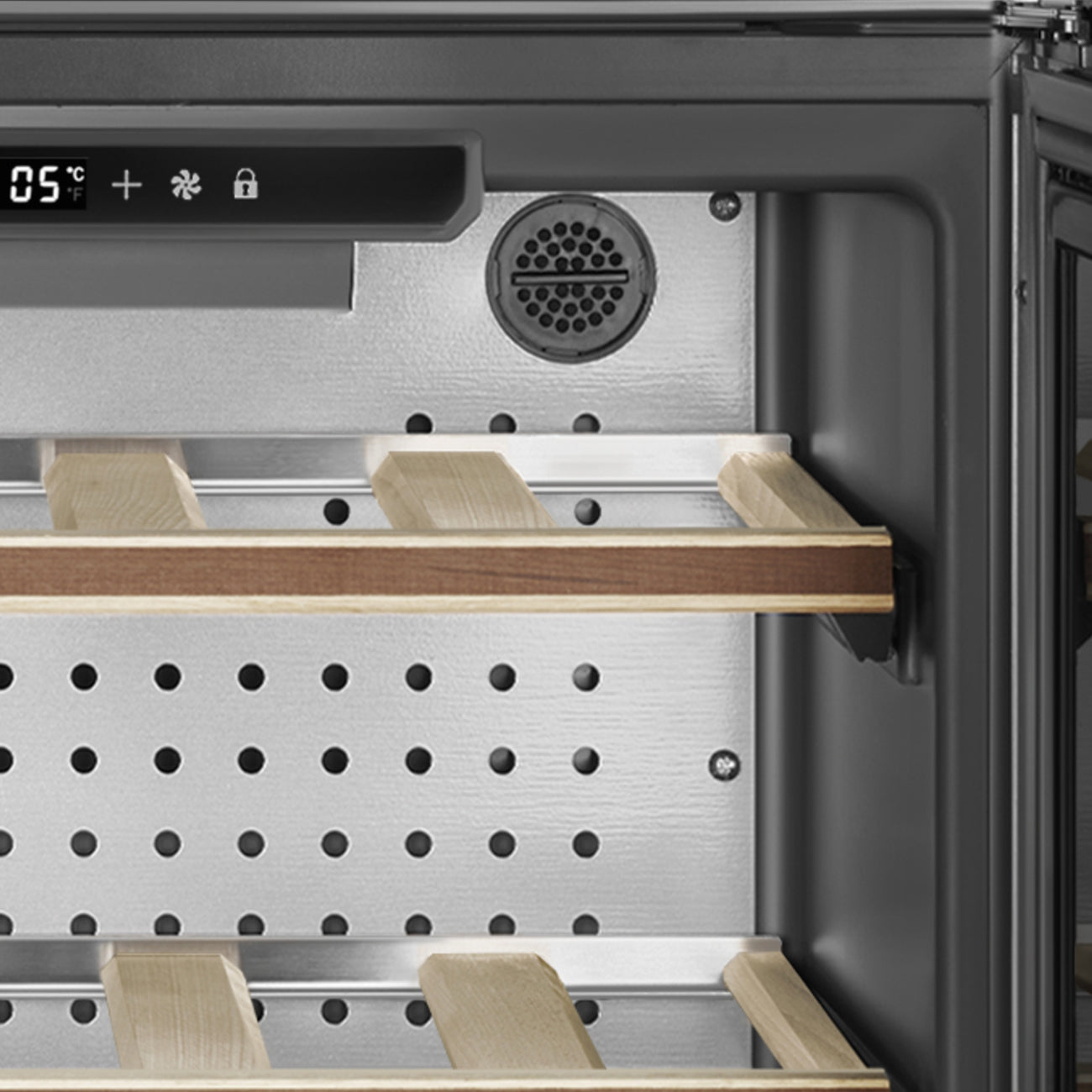 Garrafeira de parede, Aço inox, Dobradiças à direita