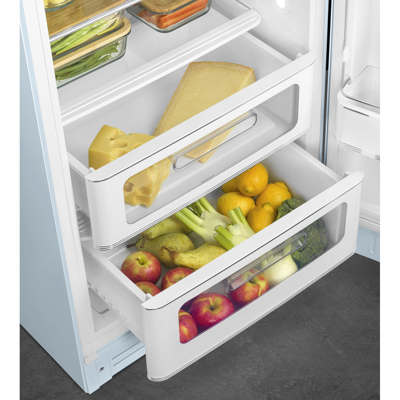 Frigorífico, Azul céu, 153cm, Dobradiças à direita