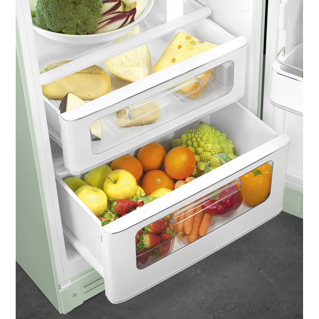 Frigorífico, Verde água, 172cm, Dobradiças à direita