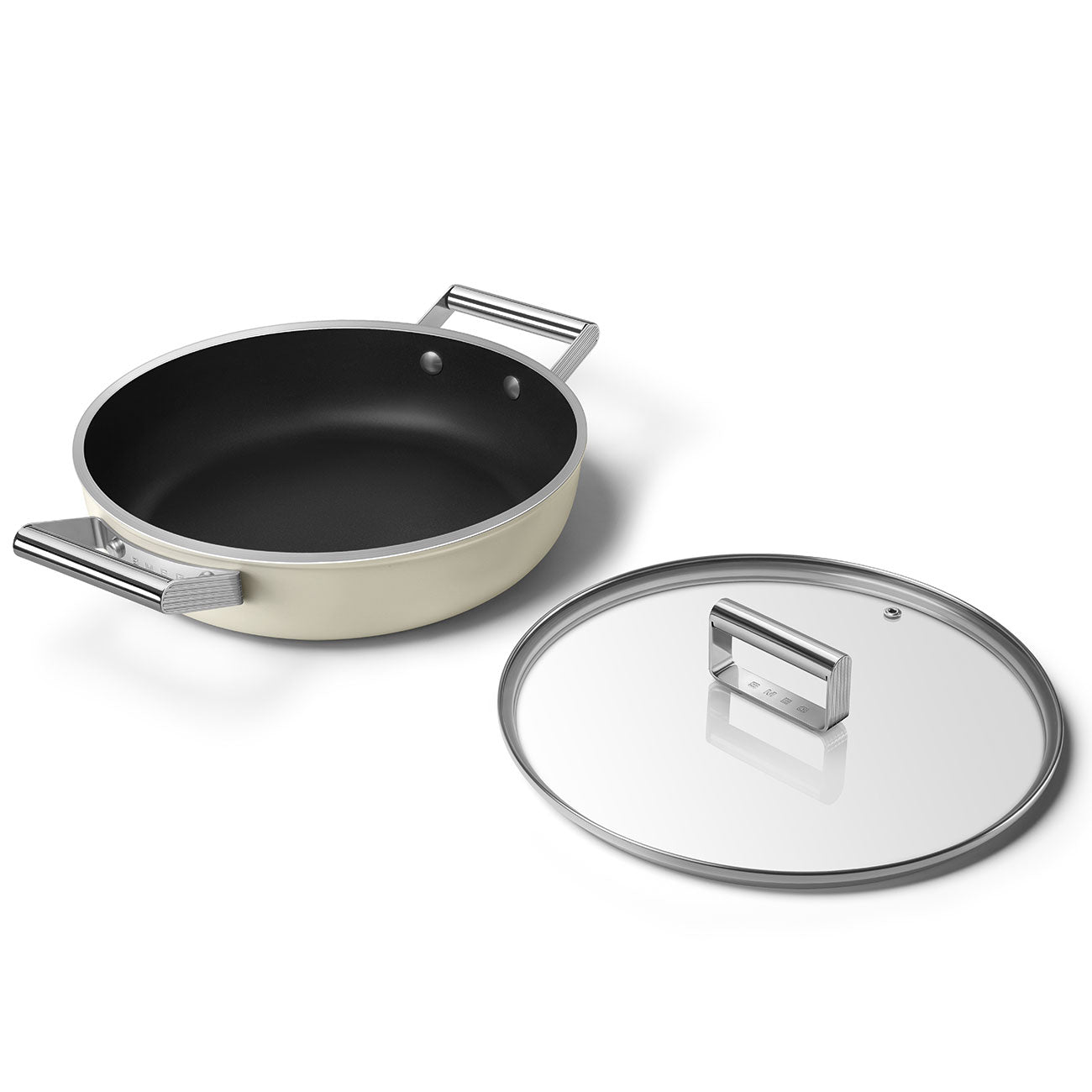 Caçarola baixa Smeg, Creme, 28 cm