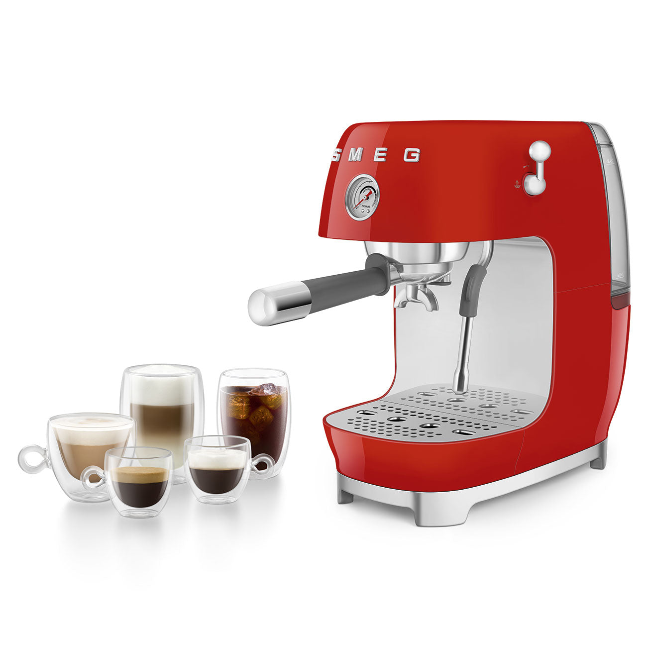 Máquina de Café Expresso Manual com Cold Brew, Vermelha