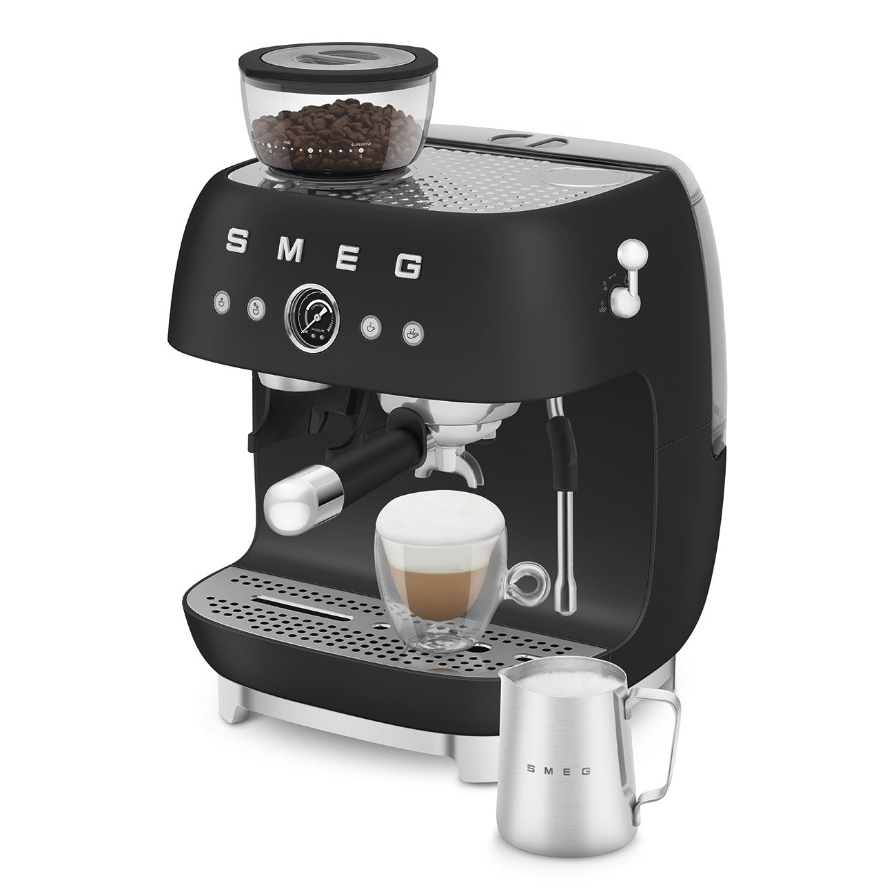 Máquina de café com moinho, Smeg, Preta mate