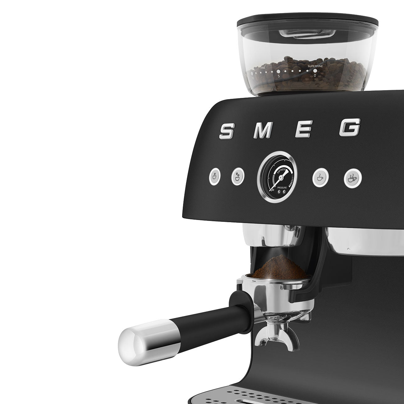 Máquina de café com moinho, Smeg, Preta mate