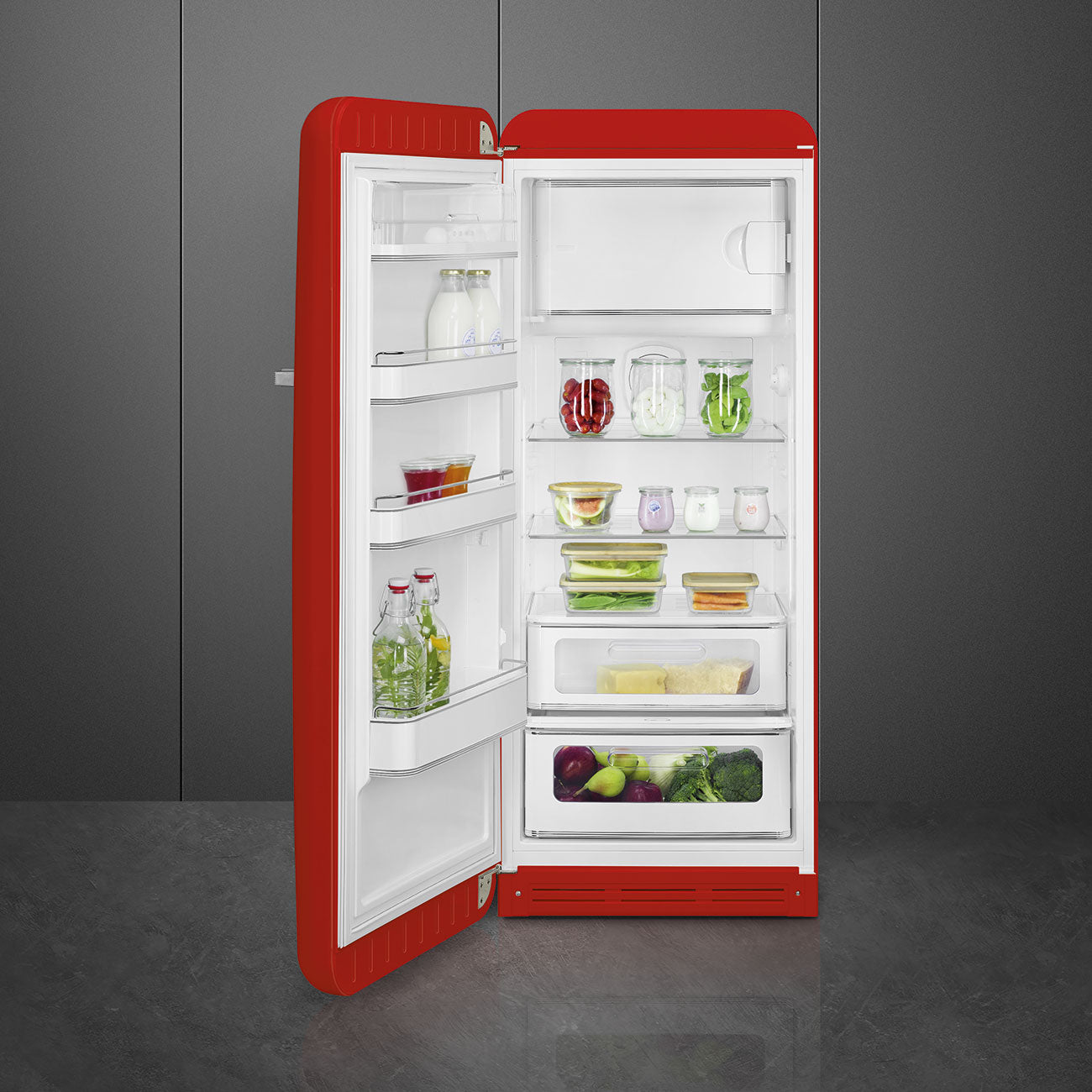 Frigorífico, Vermelho, 153cm, Dobradiças à esquerda