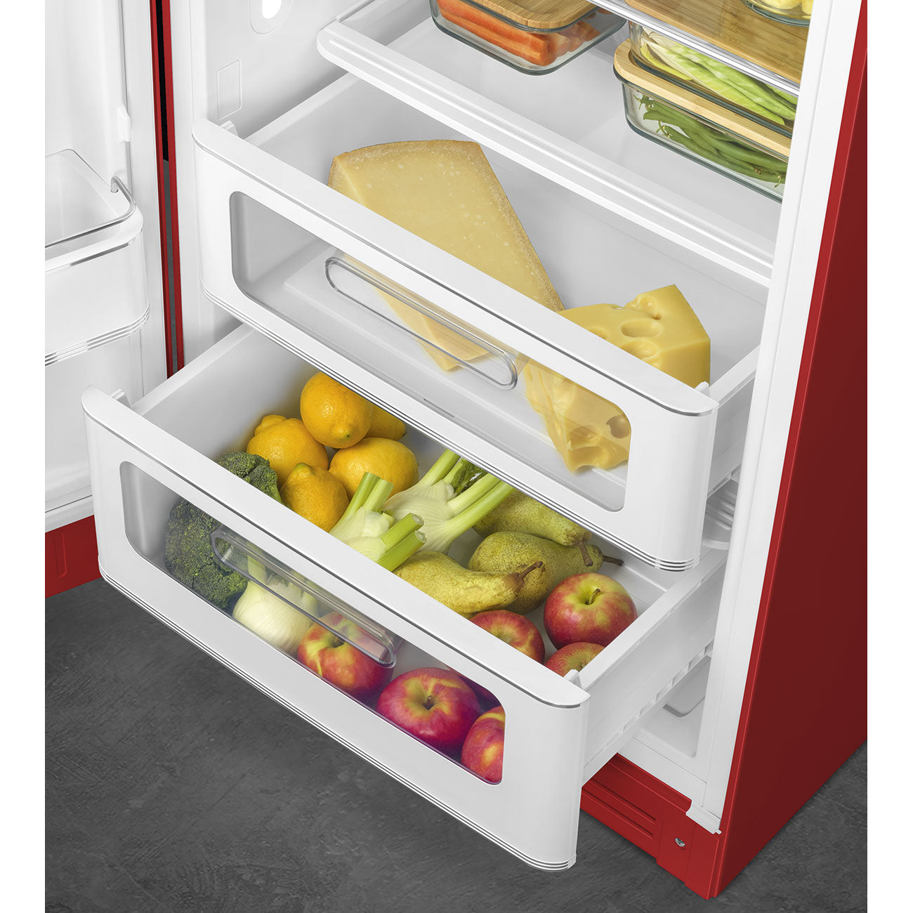 Frigorífico, Vermelho, 153cm, Dobradiças à esquerda